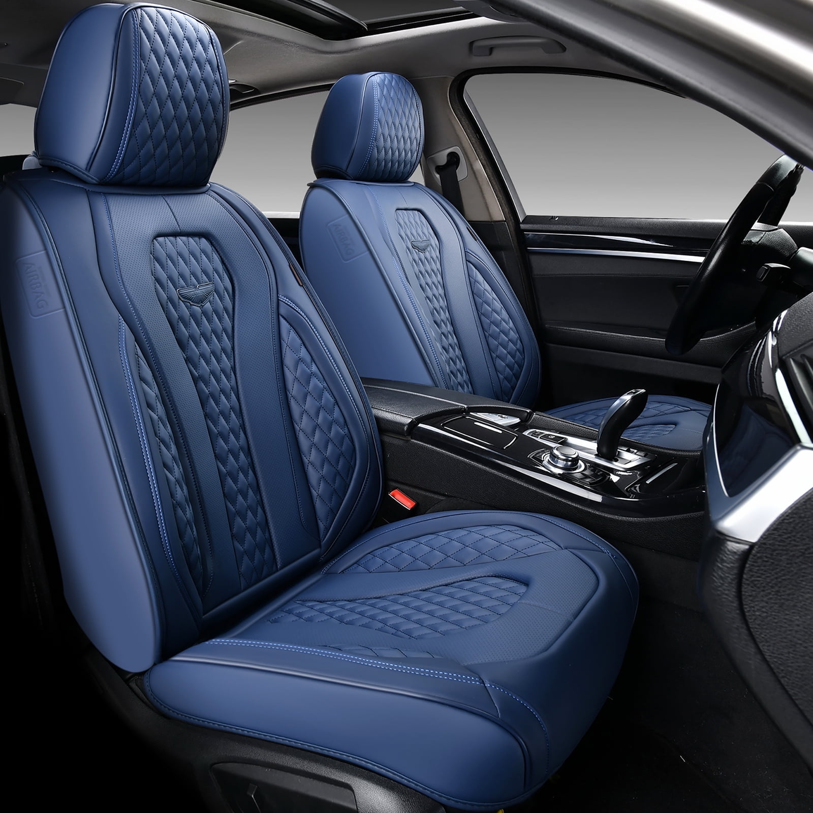 Coverado Blue Front Seat Covers Set For Car, 2 Seats Premium
