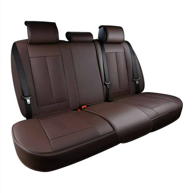Coverado Brown Auto Back Seat Covers Set, Premium Leather Rear Seat Cover Car Accessories