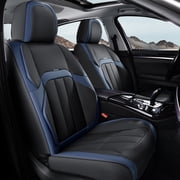 Coverado Car Seat Cover, Front Premium Leather Seat Protectors, Modern Cushion Universal Fit for Most Cars, Black&Blue