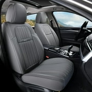 Coverado Car Seat Covers 2 Seats, Waterproof Faux Leather Front Seat Protectors, Auto Interior Cushions Universal Fit for Most Cars, Gray