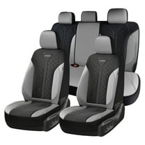 Coverado Car Seat Covers Full Set, Luxury Faux Leather Seat Protectors, Universal Fit for Cars, SUVs, Trucks-Black&Gray