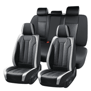 Coverado Car Seat Covers FullSet, Premium Leather Front and Back Seat Protectors, Classic Auto Interior Cushions Universal Fit for Most Cars, SUVs and Trucks, Gray&Black