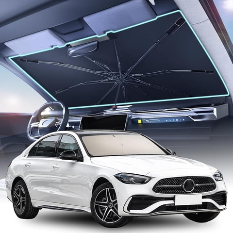 Coverado Upgraded Car Windshield Sun Shade Umbrella, Foldable Car Windshield Sun Shade Cover Front Window, Protect Car from Sun Rays&Heat Damage, Sun Visor Protector for Interior Protection(57"x32")