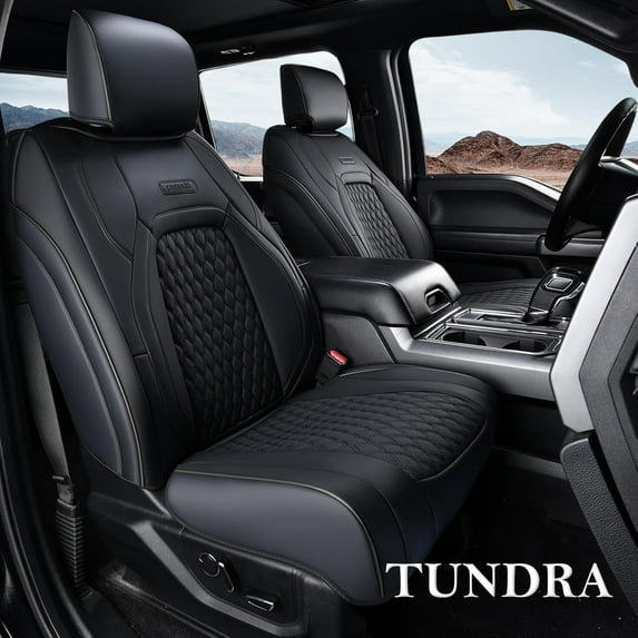 Coverado Custom Fit Tundra Car Seat Covers, Full Set Waterproof Auto Seat Protectors, Fit For 2014-2021 Toyota Tundra (Black)