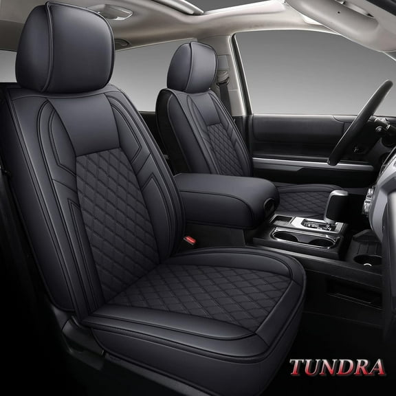 Coverado Custom Fit Tundra Seat Covers, 5 Seats Waterproof Leather Car Custom Seat Protectors Auto Interior Fit 2007-2021 Toyota Tundra Crew/Crewmax Cab, Black