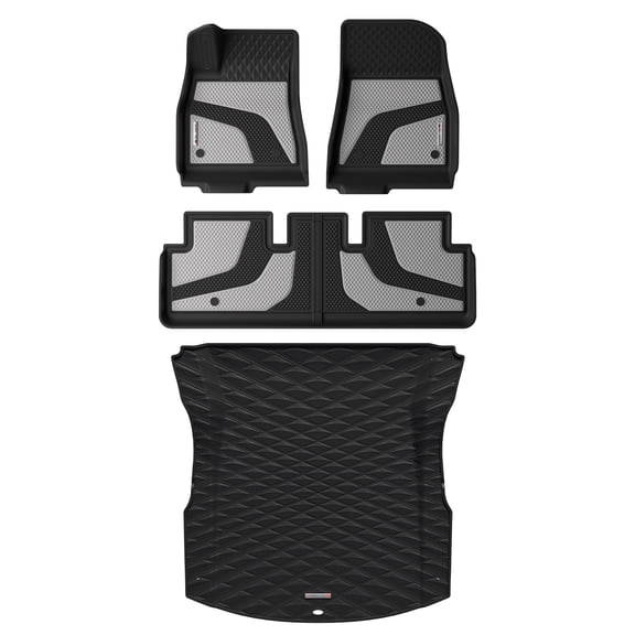 Coverado Floor Mats for 2024 Tesla Model 3, Custom Fit All Weather TPE Cargo Liner Floor Mats Full Set, 4 Pcs Waterproof Car Mats Trunk Floor Mat Tesla Model 3 Interior Accessories