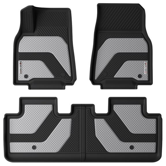Coverado Floor Mats for Tesla Model Y 2020-2024, All-Weather TPE Cargo Liner Floor Mats Custom Fit Tesla Model Y 5 Seat, 3 Pcs Car Mats Full Set Trunk Mats Interior Accessories