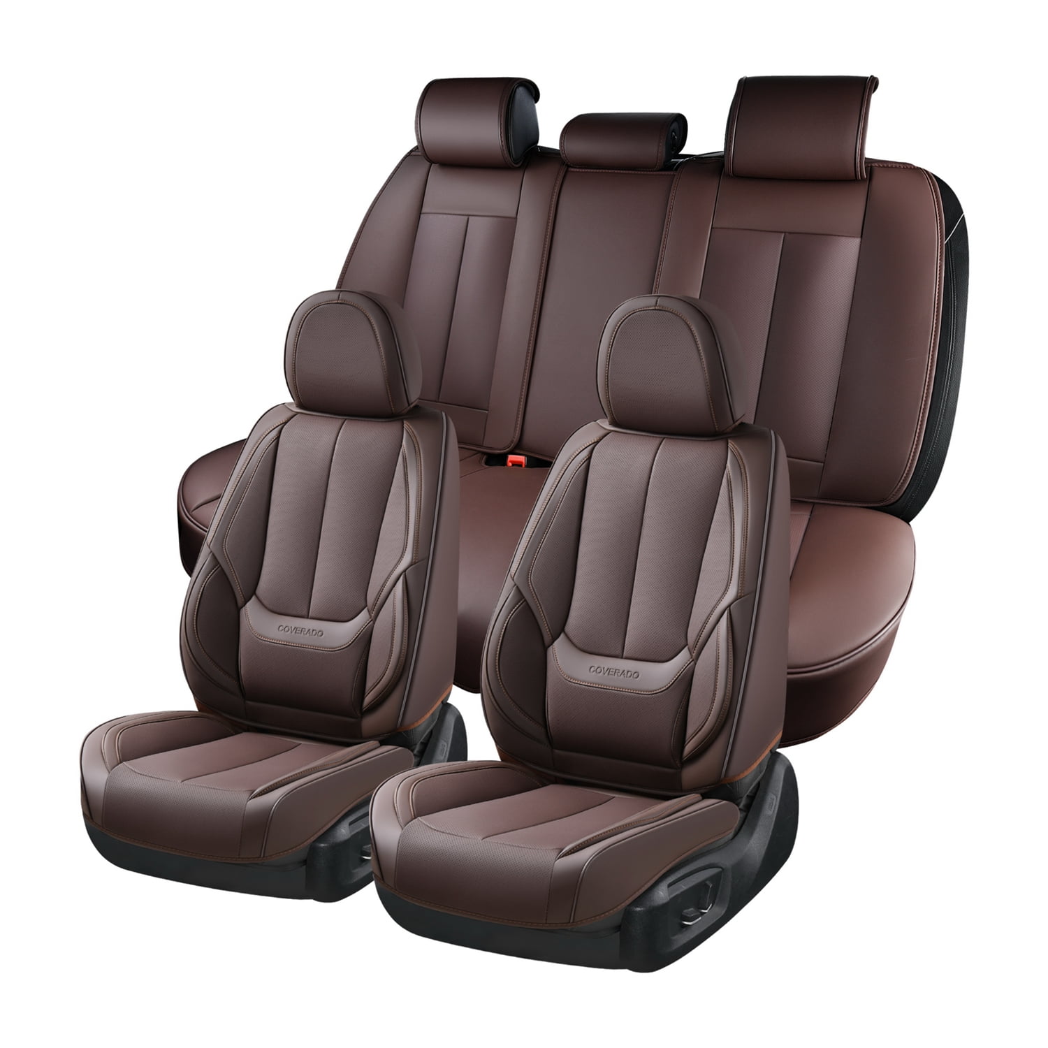 Coverado Front and Back Brown Seat Covers 5 Seats Full Set, Waterproof