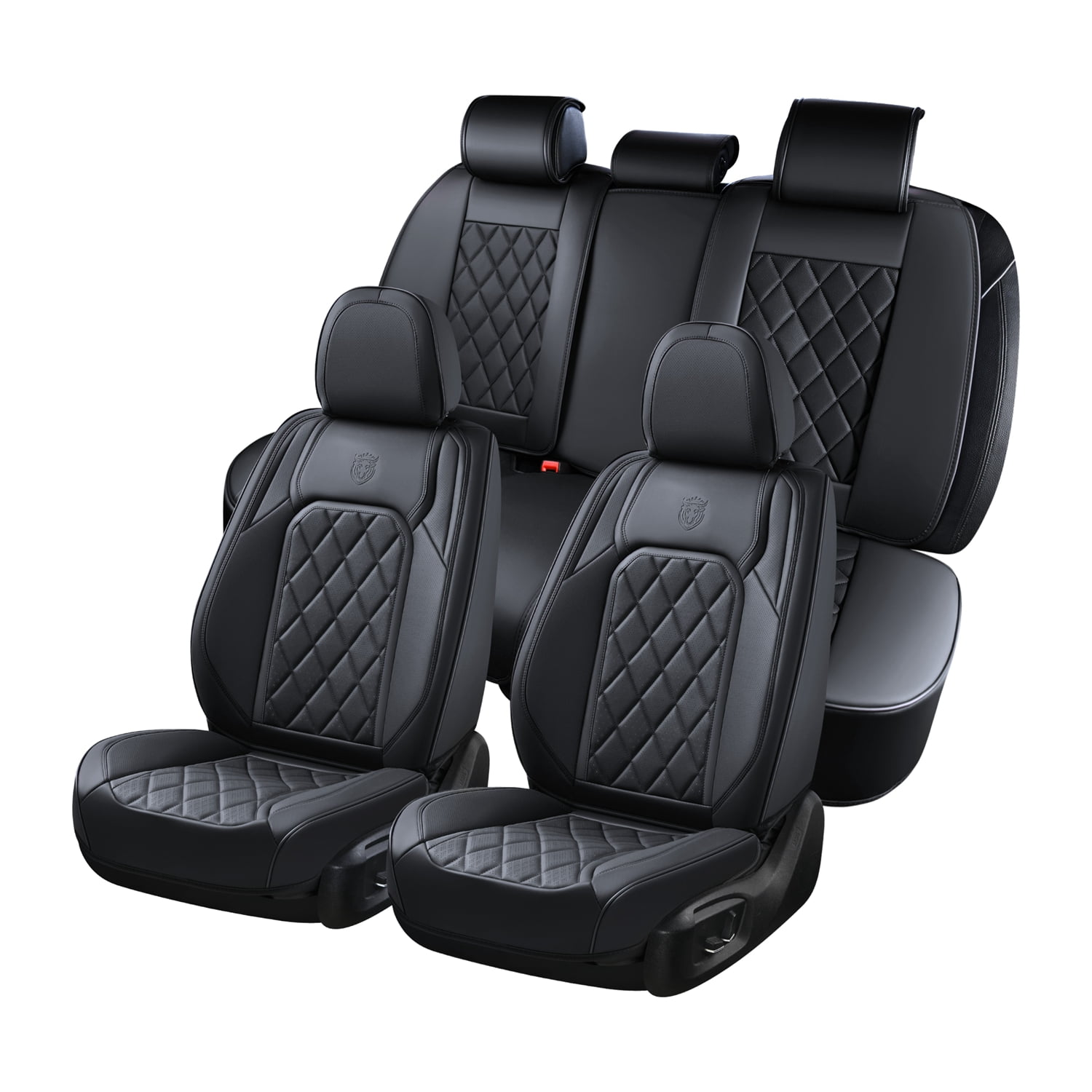 Coverado Front and Back Car Seat Covers, 5 Seats Faux Leather Breathable Waterproof Full Set
