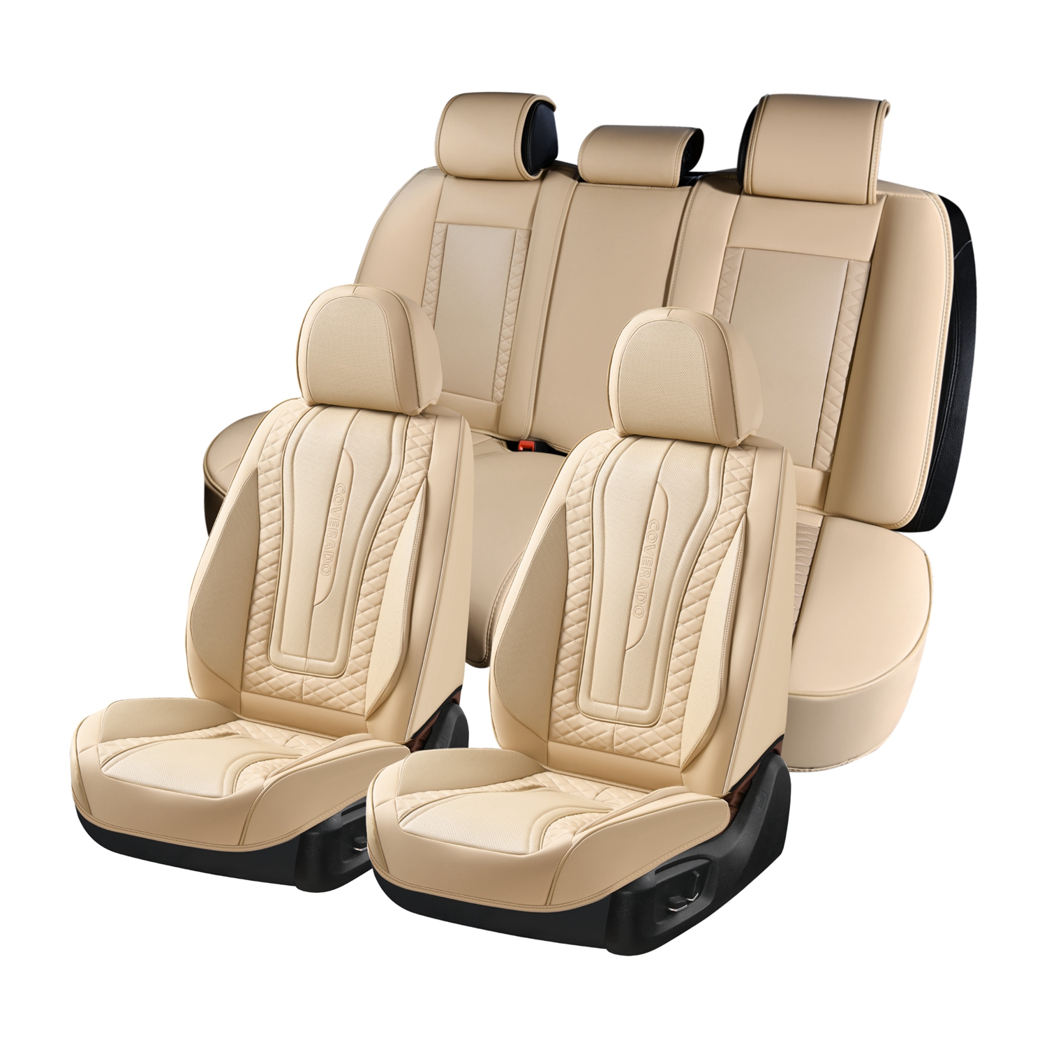 Coverado Front and Back Car Seat Covers Set, 5 Seats Full Set Faux
