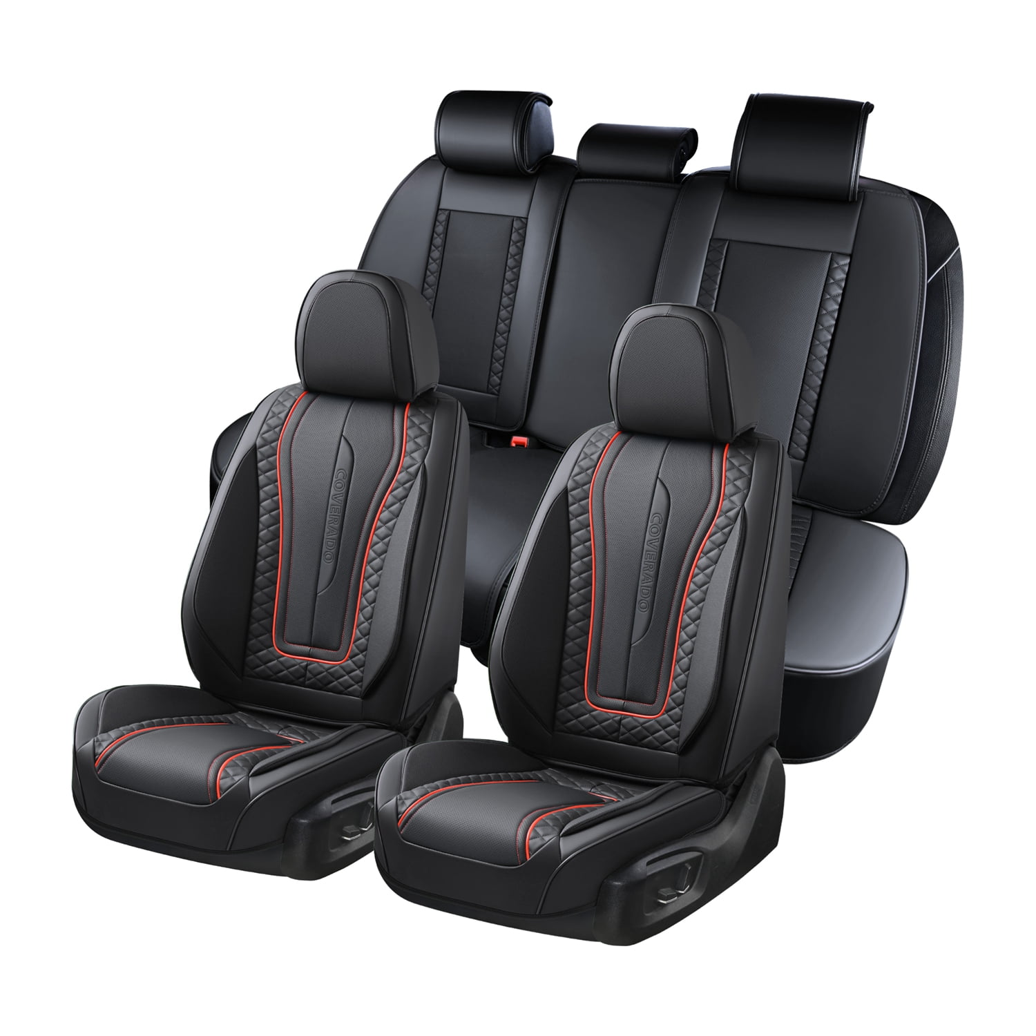 Coverado Front and Back Car Seat Covers Set, 5 Seats Full Set Faux