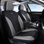 Coverado Front Car Seat Covers, 2 Seats Luxury Faux Leather Seat Protectors, Universal Fit for Most Cars, Black&Gray