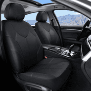 Coverado Front Car Seat Covers, 6 Pieces PVC Car Seat Protectors, Universal Automotive Seat Cushions, Car Accessories Fit Most Sedan SUVs Trucks, Black and Blue Trim