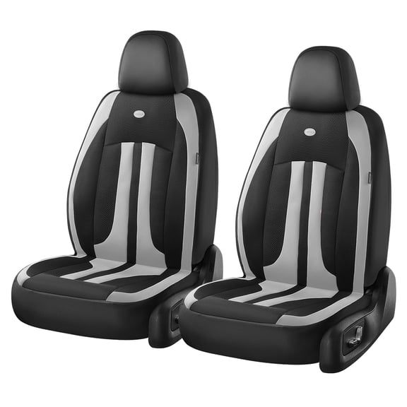 Coverado Front Car Seat Covers, Mesh Fabric Memory Foam Universal Fit Most Cars, Black&Gray