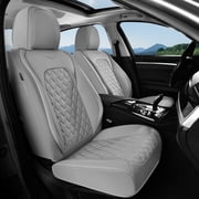 Coverado Front Car Seat Covers, Luxury Leather Car Seat Protectors, Fashion Auto Interior Cushions Universal Fit for Most Cars, SUVs and Trucks, Gray