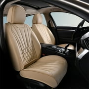 Coverado Front Car Seat Covers, Premium Leather Seat Protectors, Sleek Design Universal Fit for Most Cars, Beige