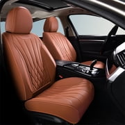 Coverado Front Car Seat Covers, Premium Leather Seat Protectors, Sleek Design Universal Fit for Most Cars, Brown