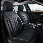 Coverado Front Car Seat Covers, Waterproof Faux Leather Seat Protector, Breathable Seat Cushions Universal Fit for Most Cars, Black