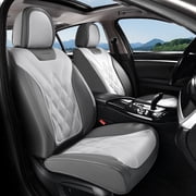 Coverado Front Covers For Cars, Waterproof Faux Leather Seat Protectors 2 Seats, Auto Cushions Universal Fit for Most Cars, Gray