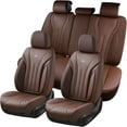 thumbnail image 1 of Coverado Full Set Car Seat Covers, Waterproof Faux Leather Front and Rear Seat Protector, Breathable Seat Cushions Universal Fit for Most Cars, Brown, 1 of 8