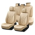 thumbnail image 1 of Coverado Full Set Covers For Cars, Waterproof Faux Leather Front and Rear Seat Protectors, Auto Cushions Universal Fit for Most Cars, Beige, 1 of 9