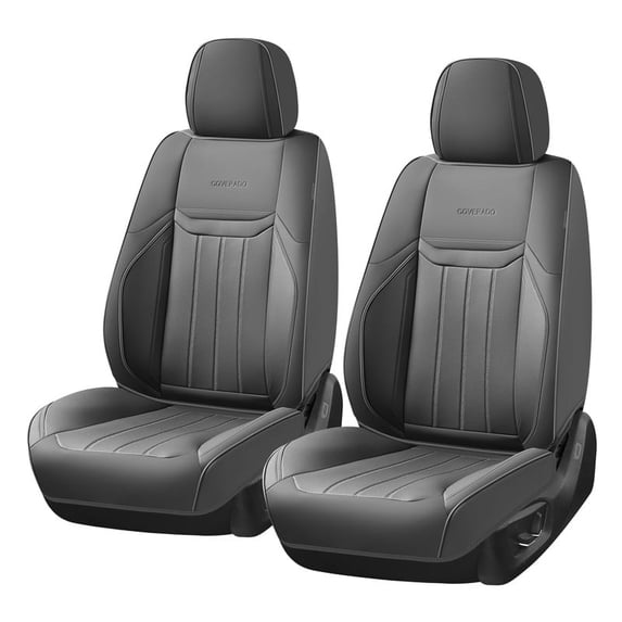 Coverado Gray Front Car Seat Covers, Designer Premium Leather Automotive Seat Protectors, Airbag Compatible Auto Interior Accessories Universal Fit for Most Cars SUV Pick-up Trucks