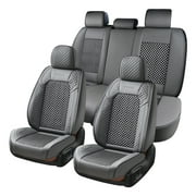 Coverado Gray Seat Covers Full Set for Car, 5 Seats Faux Leather Front and Back Auto Seat Protectors, Breathable Universal Driving Seat Covers Cushions, Compatible with Sedan, SUVs, Trucks