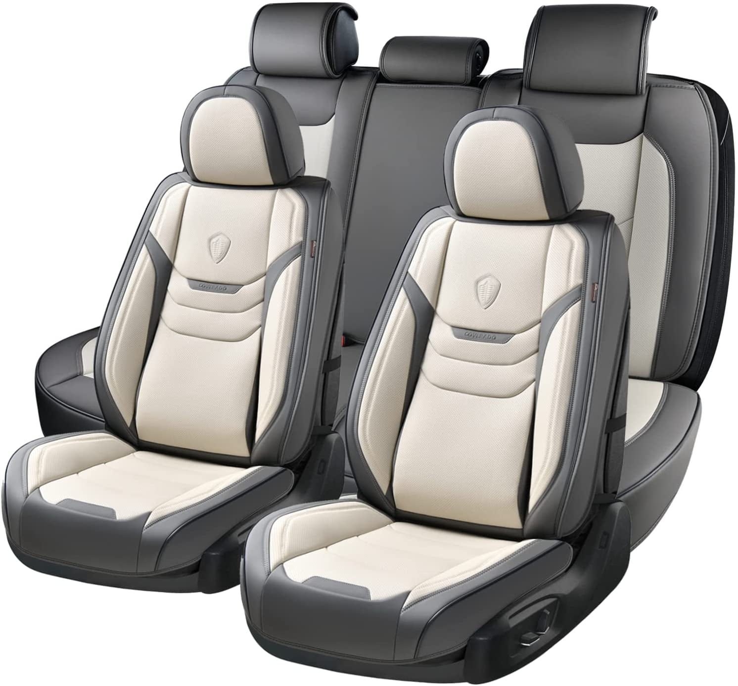 Custom Light Gray PVC Leather Seat Covers Sets