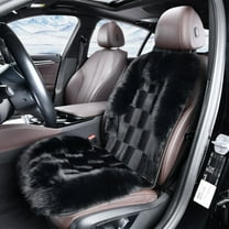 Coverado Warm Car Seat Cover, Plush Leather Winter Furry Car Seat Cushion, Universal Fit Most Cars, Black