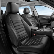 Coverado Luxury Leather Car Seat Covers Front Pair 2 Seats, Mesh Automotive Seat Covers for SUV Sedan Truck, Black