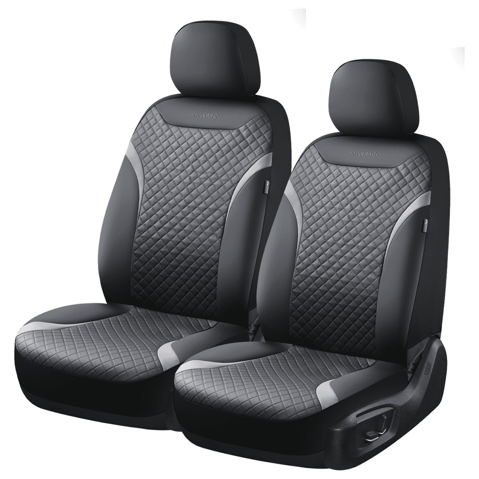 Coverado PVC&Fabric Car Seat Covers, Front Car Seat Protectors, 4 Pieces Universal Fit for Most Cars SUV Trucks, Black