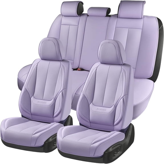 Coverado Purple Car Seat Covers Full Set, Waterproof Premium Leather Front and Back Seat Protectors, Luxury Auto Interior Accessories, Universal Fit Most Cars Sedan SUVs Pick-up Trucks