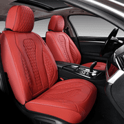 Coverado Front Pair Leather Seat Covers,2 Pieces Premium Leatherette Car Seat Cushions Luxury Interior, Waterproof UV-Resistant Seat Protectors Universal Fit for Most Cars, SUVs and Trucks, Red