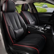 Coverado Redline Front Car Seat Covers, Stylish Waterproof Premium Leather Automotive Seat Protectors, Airbag Compatible Auto Interior Accessories Universal Fit for Most Cars SUV Pick-up Trucks
