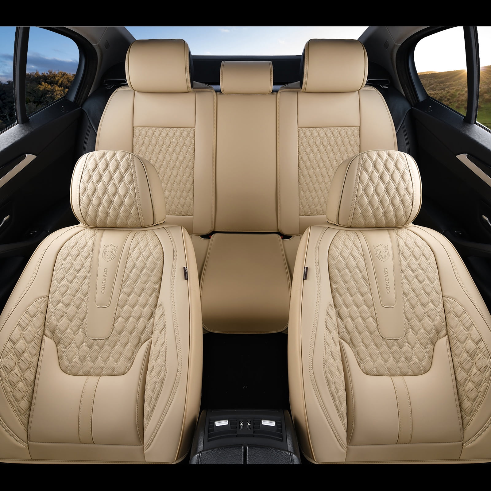 Beige color car seat cover discount