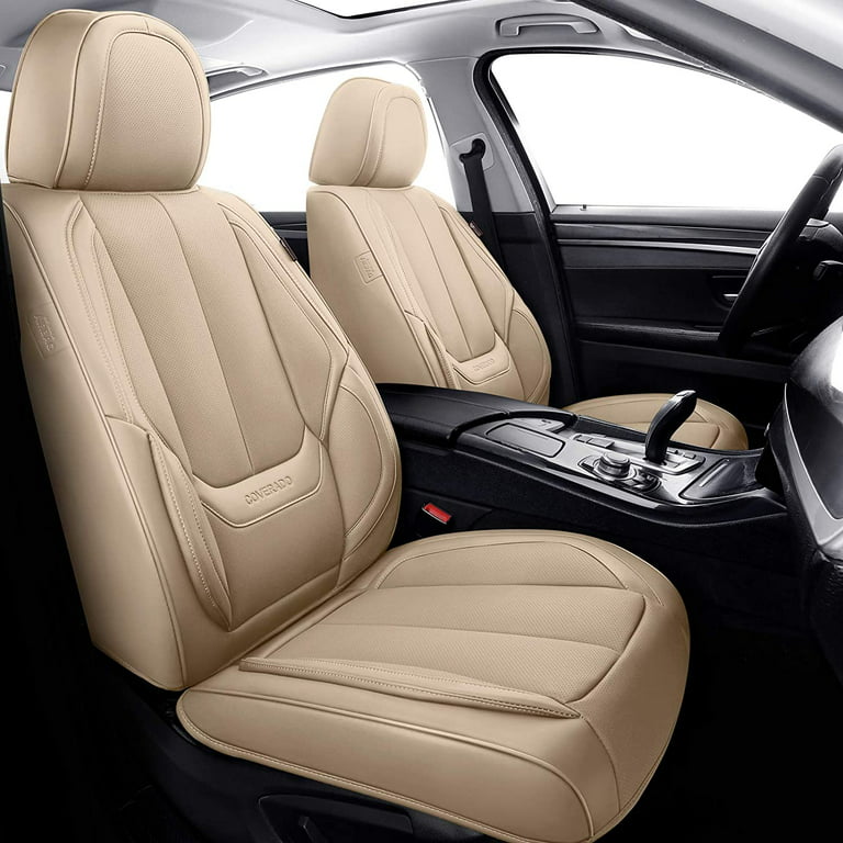 Coverado Tan Front Seat Covers, Stylish Waterproof Premium Leather