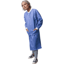 CoverallsDirect SunLite Ultra 3600 Series Premium SMS Lab Coat, Knee-Length, Pockets, Knit Collar and Cuffs, Snap Closure, Unisex, Ceil Blue , 10-Pack (LG)