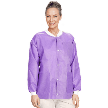 CoverallsDirect SunLite Ultra 3800 Series Premium SMS Lab Coat, Hip-Length, Pockets, Knit Collar and Cuffs, Snap Closure, Unisex, Purple , 10-Pack (4X)