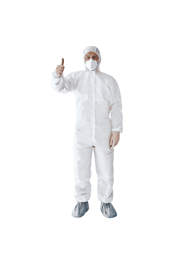 Suntech Microporous Protective Coveralls, Attached Hood and Boots, Unisex Disposable Hazmat PPE, White, 6 Pack (2X)
