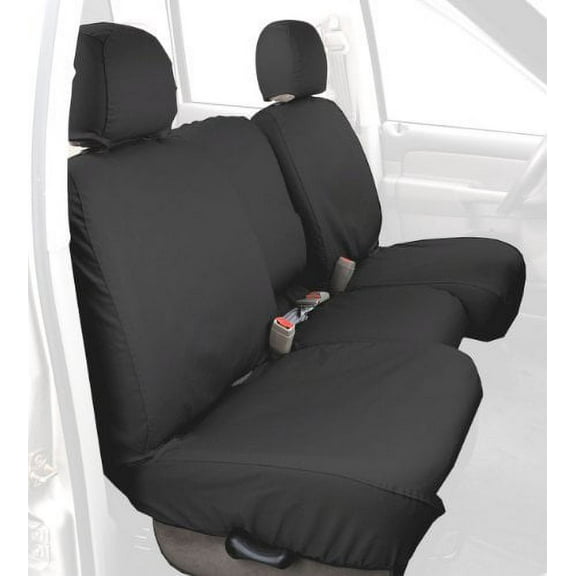 Covercraft Custom-Fit Front Bench SeatSaver Seat Covers - Polycotton Fabric, Charcoal Black