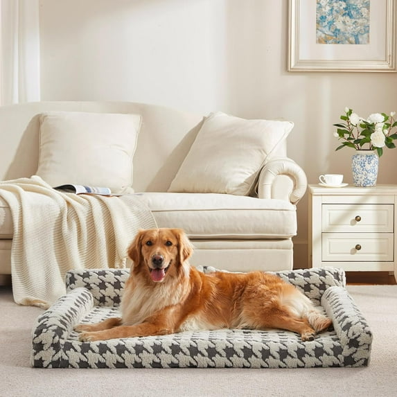 Dog Beds for Large Dogs Washable, Detachable Side Bolster and Pillow, XL Dog Sofa