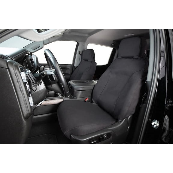 Covercraft Custom-Fit Rear-Second Seat Bench SeatSaver Seat Covers - Polycotton Fabric, Charcoal Black