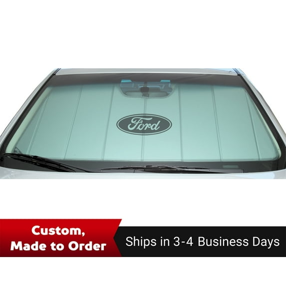 Covercraft UVS100 Custom Sunscreen with Black Ford Oval logo for 2015-2019 Ford F-150 | UFF11382SV | Silver