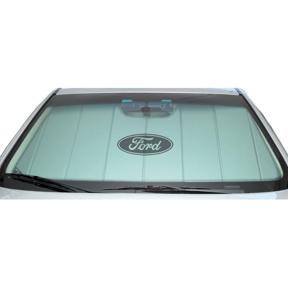 Covercraft UVS100 Custom Sunscreen with Black Ford Oval logo for Ford Models | UFF11475SV | Silver