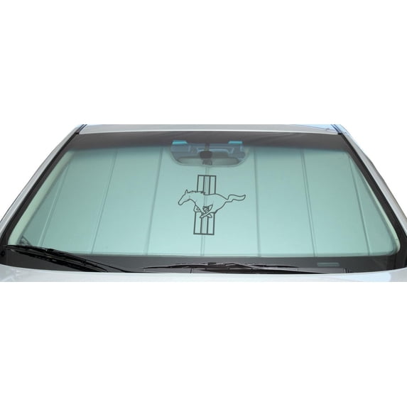 Covercraft UVS100 Custom Sunscreen with Black Mustang Tri-Bar logo for 2005-2009 Ford Mustang | UFF10925SV | Silver