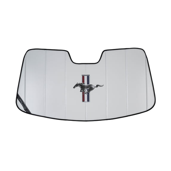 Covercraft UVS100 Premier Series Custom Sunscreen with Ford Mustang Tri-Bar Logo for 2015-2023 Ford Mustang | UFP11372WH | White