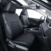 Coverdream Custom Fit Corolla Cross Car Seat Covers for Toyota Corolla Cross Hybrid S,SE,XSE 2023-2026 - Leatherette (Black/Red,Full Set)