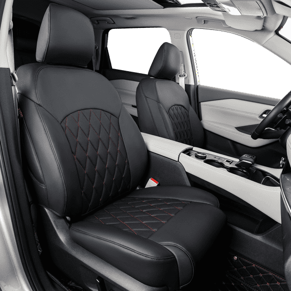 coverdream Custom Fit Altima Car Seat Covers for Nissan Altima 2019-2024 2025 Platinum,SV,SR,S,SL - Leatherette (Black/Red,Full Set)