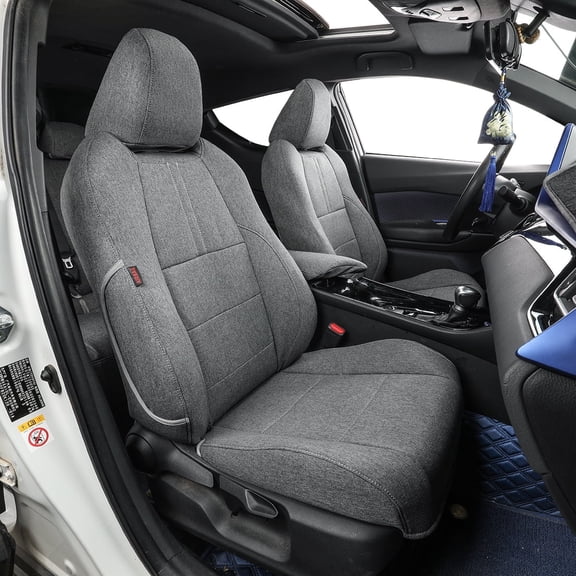 coverdream Custom Fit C-HR Car Seat Covers for Toyota CHR LE,XLE,Limited,Nightshade 2018 2019 2020 2021 2022 - Polyester (Gray,Full Set)
