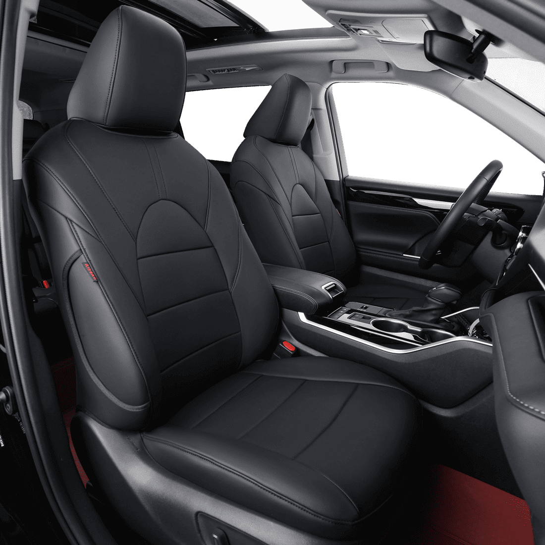 coverdream Custom Fit Camry Car Seat Covers for Toyota Camry Hybrid 2012 2013 2014 2015 2016 2017 - Leatherette (Black,Full Set)